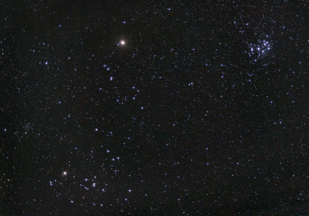 Der Mars bei den Pleiaden und dem Kopf von Taurus, aufgenommen am 17.01.2023.